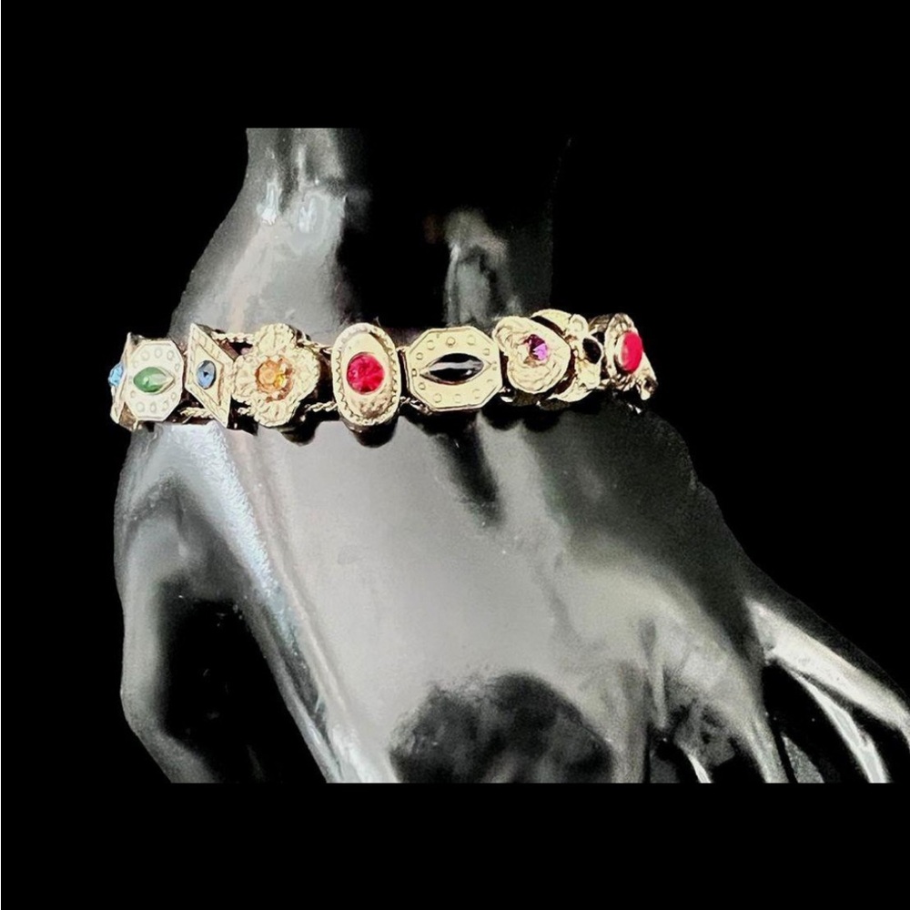 Gold Multi-Stone Link Bracelet - Women’s Colorful Bracelet